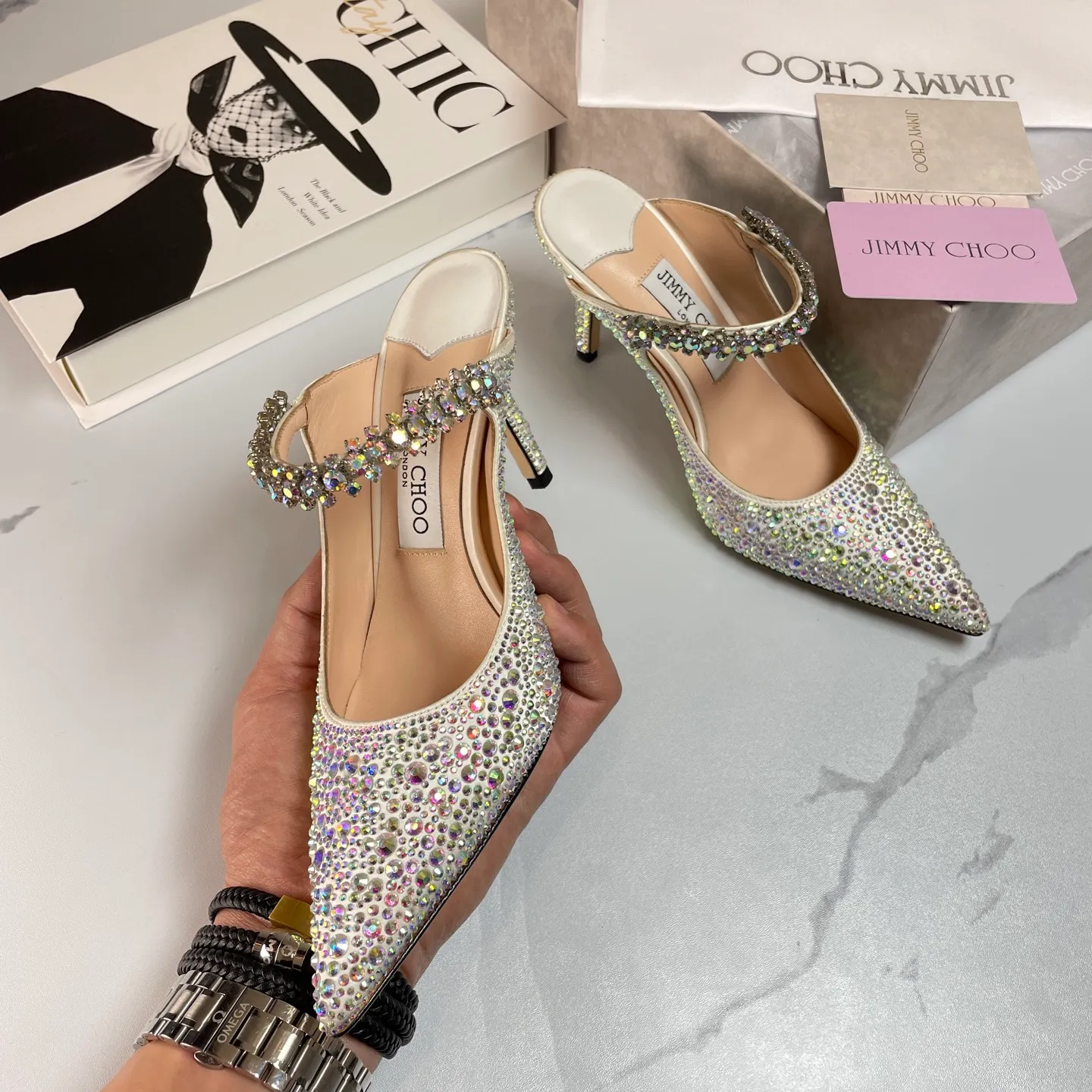 👟👟Ex-factory price 680👟👟 Jimmy Choo BING 65 diamond high heels 35-40 (41 42 43 customized)